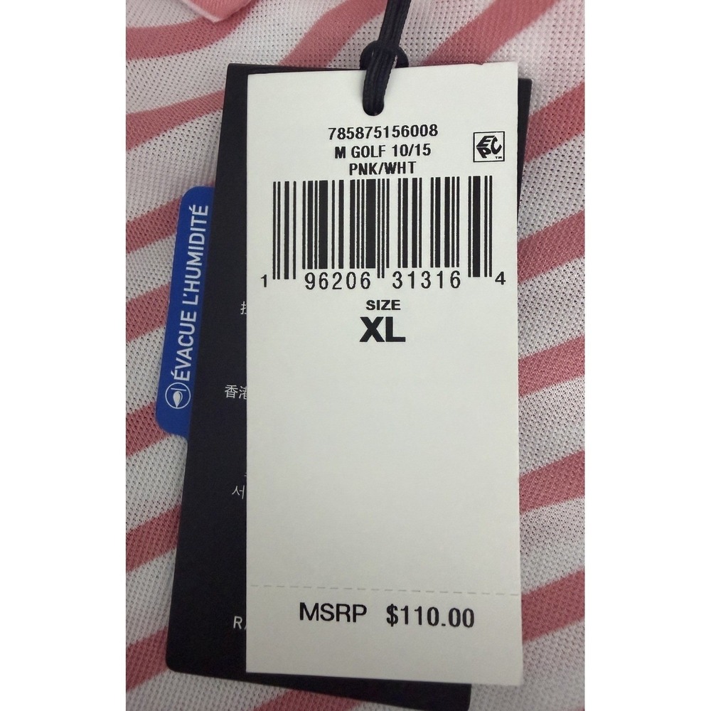 RLX Ralph Lauren Mens XL Golf Polo Shirt Pink White Striped Wicking Performance - Picture 12 of 12
